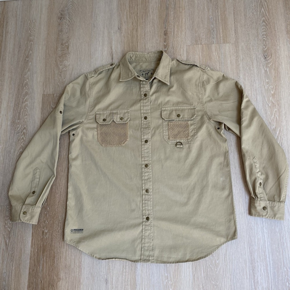 Vintage RALPH LAUREN Safari Field Shirt Khaki Utility Pockets womens Large